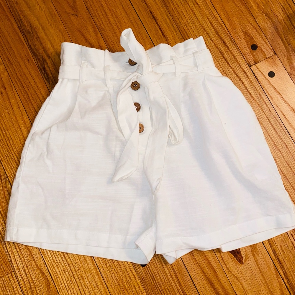 Primark White Linen Shorts